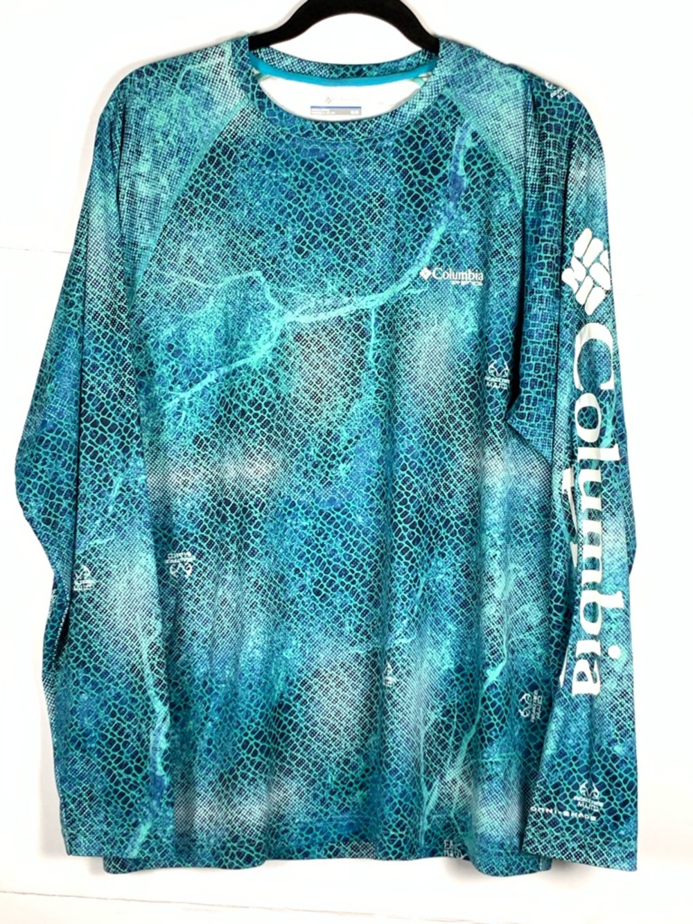 Columbia PFG Shirt Men’s M Blue Green Omni-Shade Realtree Long Sleeve Fishing - Picture 9 of 14